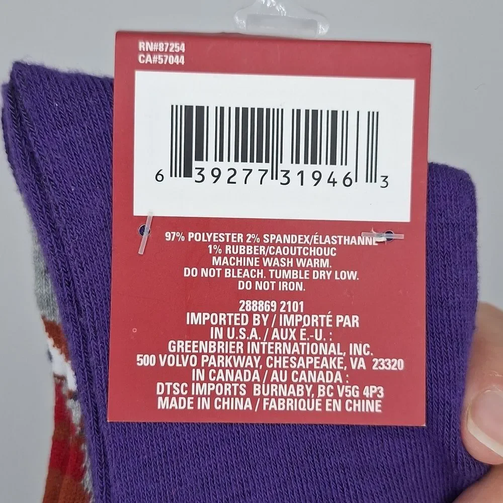 Purple and Gray Squirrel Patterned Socks